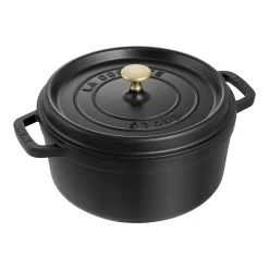 Staub Cocotte 24 Cm, Rund, Sort, Støbejern