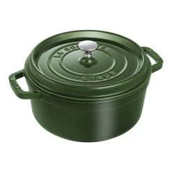 Staub Cocotte 24 Cm, Rund, Basilikum-Grøn, Støbejern