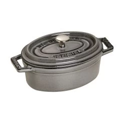 Staub Mini Cocotte 11 Cm, Oval, Grafitgrå, Støbejern