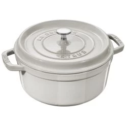 Staub Cocotte 26 Cm, Rund, White Truffle, Støbejern