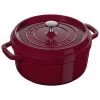 Staub Cocotte 24 Cm, Rund, Bordeaux, Støbejern