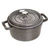 Staub Cocotte 22 Cm, Rund, Grafitgrå, Støbejern