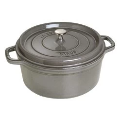 Staub Cocotte 28 Cm, Rund, Grafitgrå, Støbejern