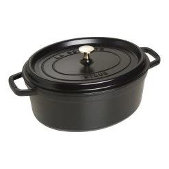 Staub Cocotte 31 Cm, Oval, Sort, Støbejern
