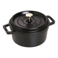 Staub Cocotte 20 Cm, Rund, Sort, Støbejern