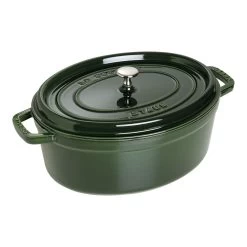 Staub Cocotte 33 Cm, Oval, Basilikum-Grøn, Støbejern