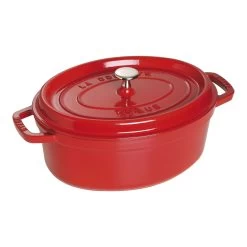 Staub Cocotte 29 Cm, Oval, Kirsebærrød, Støbejern
