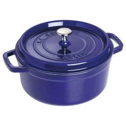 Staub Cocotte 26 Cm, Rund, Mørk-Blå, Støbejern