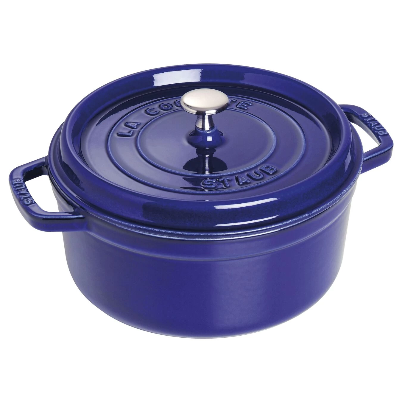 Staub Cocotte 26 Cm, Rund, Mørk-Blå, Støbejern
