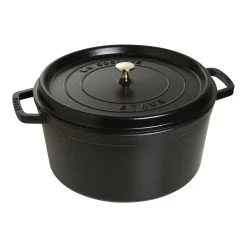 Staub Cocotte 34 Cm, Rund, Sort, Støbejern