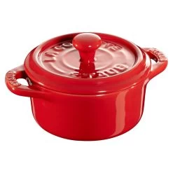 Staub Mini Cocotte 10 Cm, Rund, Kirsebærrød, Keramisk