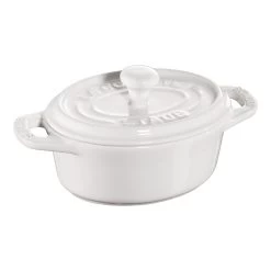 Staub Mini Cocotte 10 Cm, Oval, Ren Hvid, Keramisk