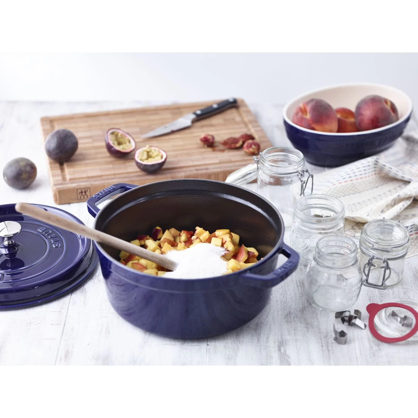 Staub Cocotte 26 Cm, Rund, Mørk-Blå, Støbejern - Billede 6
